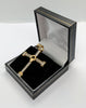 375 9CT Hallmarked, Cross With Flexible Joints, Embedded Stones Along, 10.8G, Boxed