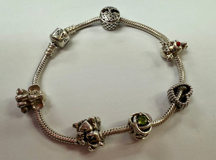PANDORA CHARM BRACELET WITH X6 CHARMS