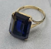 9ct Gold Ring With Blue Stone Size N 1/2