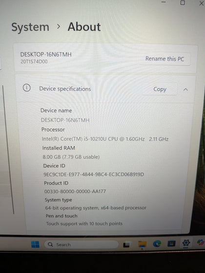 Lenovo ThinkPad Laptop i5 10th Gen 8gb
