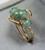 9ct Gold Ring Green Stones Size "N"