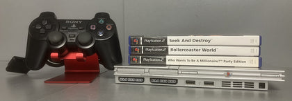 Sony PlayStation 2 Slim Silver Console Bundle ( + Seek and Destroy, Rollercoaster World, Who Wants To Be A Millionaire? )