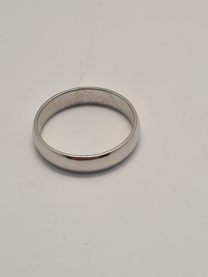 9CT White Gold Plain Wedding Band Ring - 5.26 Grams - Size U.