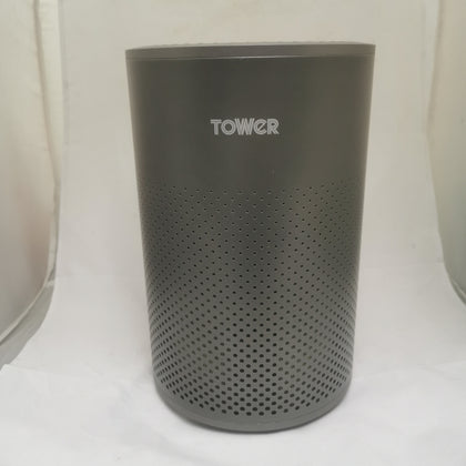 TOWER T673000 Desktop Air Purifier, Powerful HEPA 13 Filter with Multicolour Mood Lighting, Slate Grey and Titanium