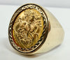 22ct gold Half Sovereign Mounted in a 9ct Ring Size Q 1/2