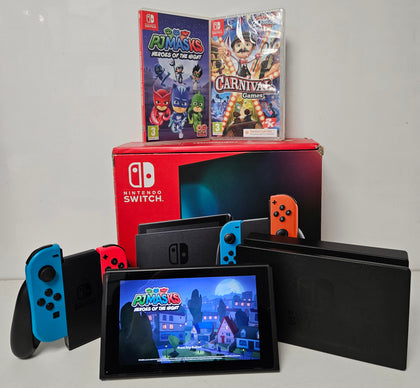 Nintendo Switch Console Neon Red/Blue & 2 Games