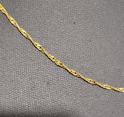 9CT Yellow Gold Thin Twisted Chain - 16