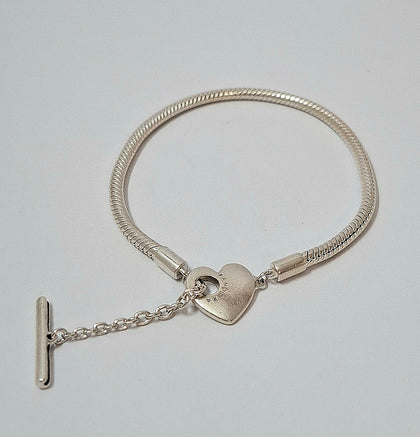 Pandora Moments Heart T-Bar Snake Chain Bracelet