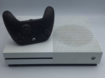 Microsoft Xbox One S 1TB white gaming console with power A wired controller and all leads UNBOXED