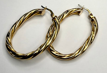 9ct Gold Twisted Hoop Earrings