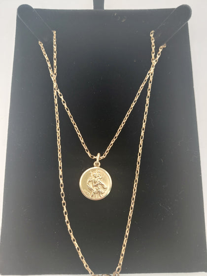 9ct Hallmarked Yellow Gold Chain & St. Christopher Pendant - 5.64g Weight, 18.5