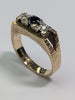 9CT GOLD DIAMOND & BLACK STONE RING PRESTON STORE