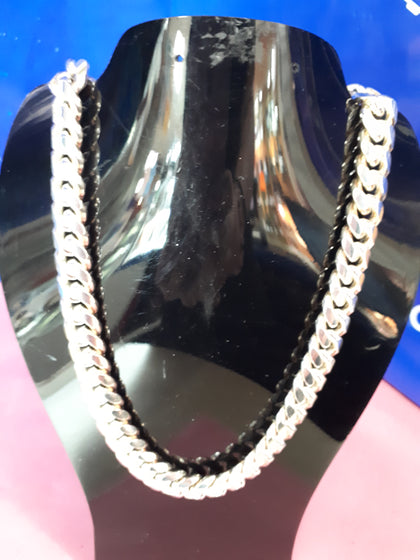 Silver 22inch Mens Solid Curb Chain.