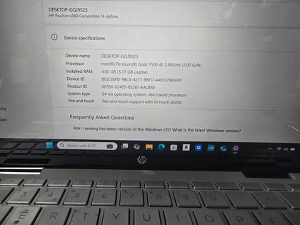 HP PAVILLION 128GB 4GB TOUCH SCREEN LAPTOP