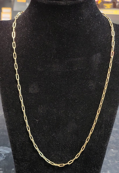 9ct Yellow Gold Paperclip Link Necklace - 4.32G - 20