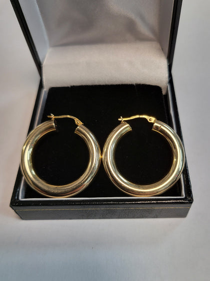 9ct Yellow Gold Hoop Earrings - 5.01g - Approx. 1