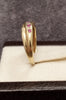 9ct Yellow Gold Diamond and Red Stone Ring - Size O