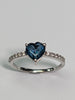 9ct White Gold Ring with Blue Stone - Size K