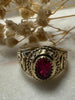 9ct Red Stone Gold Ring - 4.3g