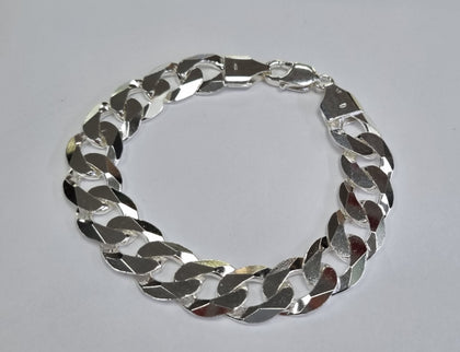 SILVER LARGE CURB BRACELET 9