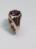 9CT GOLD RING WITH LARGE RED STONE SIZE S 1/2