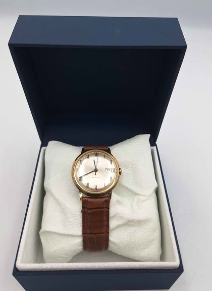 1960's Timex Marlin 9ct Gold Plated Automatic Watch With leather Strap