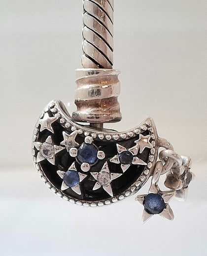 Pandora Moments Sparkling Moon Clasp Snake Chain Bracelet