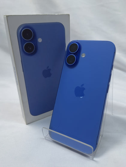 Apple iPhone 16 128GB smartphone blue unlocked boxed 100% batt health (small smash to back corner)