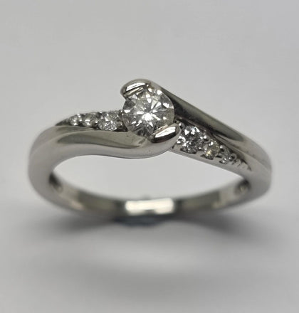 9ct White Gold 0.22ct Diamond Solitaire Ring - Size N - RRP £895.