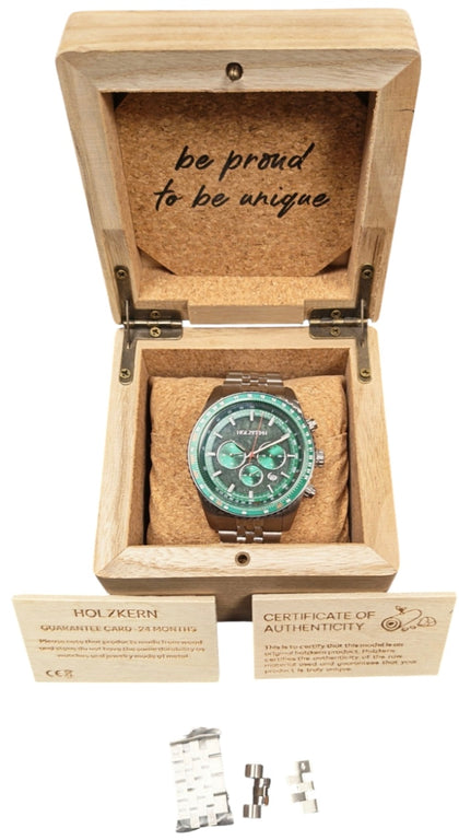 Holzkern Open Horizon 316l Watch Green Marble ***Boxed***