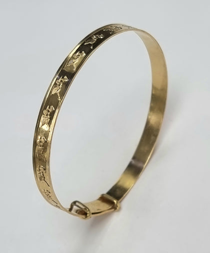 9ct Gold Baby Bangle Patterned