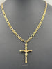 19" Anchor & Figaro 9ct Gold Chain with Crucifix