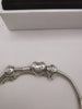 Pandora Bracelet with 4 Charms and Safety Chain pendant Hallmarked(ALE) Boxed