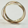 9ct gold three colour, three band ring