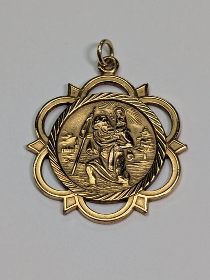 9CT Gold Chain With 9CT Gold ST Christopher Pendant