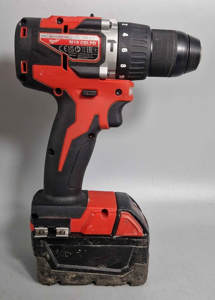 Milwaukee M18 CBLPD Cordless Hammer Drill with 5.0h Battery, charger and case