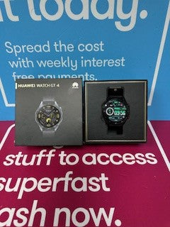 HUAWEI WATCH GT 4 46MM BLACK WITH BLACK FLUOROELASTOMER STRAP BOXED