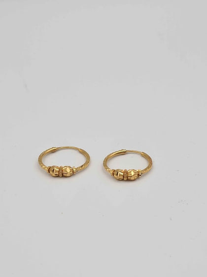 Pair Of 22ct Yellow Gold Hoop Bali Earrings - 2.56 Grams