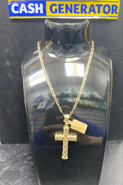 14ct Gold Fancy Chain and Cross Pendant 10.18g 18