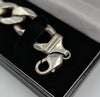 925 SILVER, HEAVY CURBED CHAIN W/ LOBSTER LOOCK, 9", 77.33G, BOXED