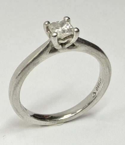 Platinum Princess Cut Diamond Ring Size K 1/2