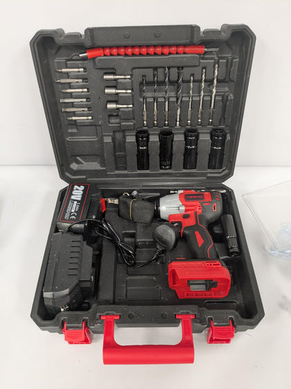 TEENO. 20V Brushless Lithium-Ion Impact Wrench 3.0Ah Batteries, Charger, 3