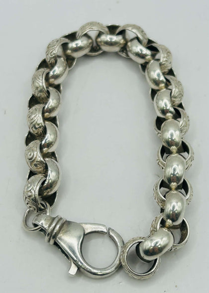 *PRE-OWNED* 925 STERLING SILVER FULLY HALLMARKED, 9'' LOOPED BELCHER STYLE BRACELET, 49.9G, BOXED