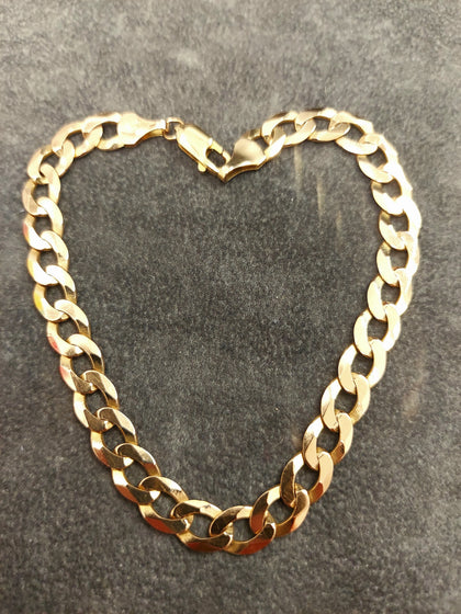 9ct Solid Yellow Gold Curb Bracelet 8