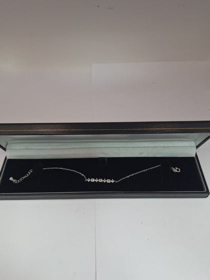NEW OTHER SILVER BRACELET WITH STAR AND SQUARE ,CZ ,925, LENGHT 8