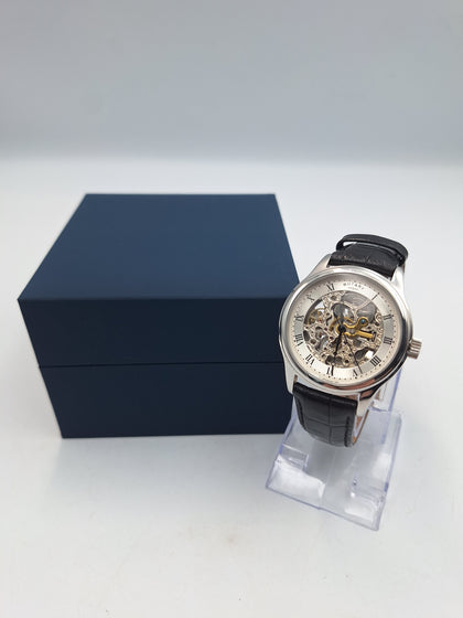 Rotary Men's Vintage Skeleton Dial Mechanical leather Strap Watch BOXED
