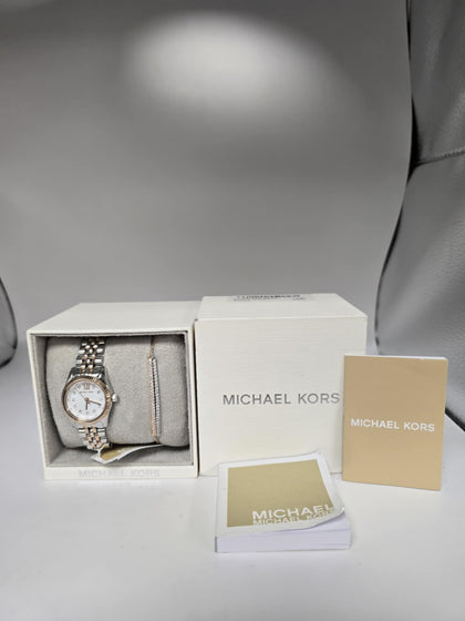 Michael Kors Lexington Pavé Two-Tone Watch and Slider Bracelet Gift Set