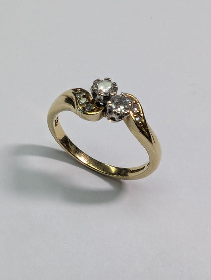 18CT GOLD  TWIN DIAMOND RING PRESTON STORE