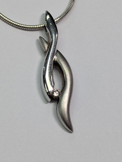 SILVER 925 NECKLACE  & DIAMOND PENDANT