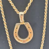 9ct Yellow Gold Twisted Rope Chain Necklace With Horse Hoof Pendant - 18" Long - 13.55 Grams